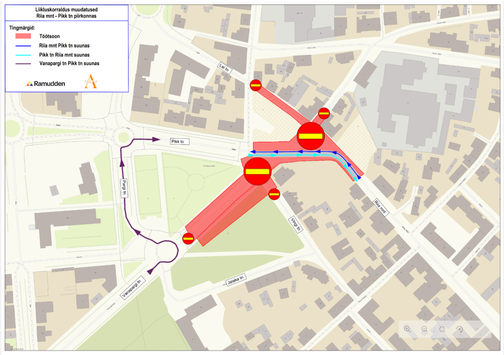 Riia mnt - Pika tänava ringristmiku ehitustööd - liikluskorralduse joonis